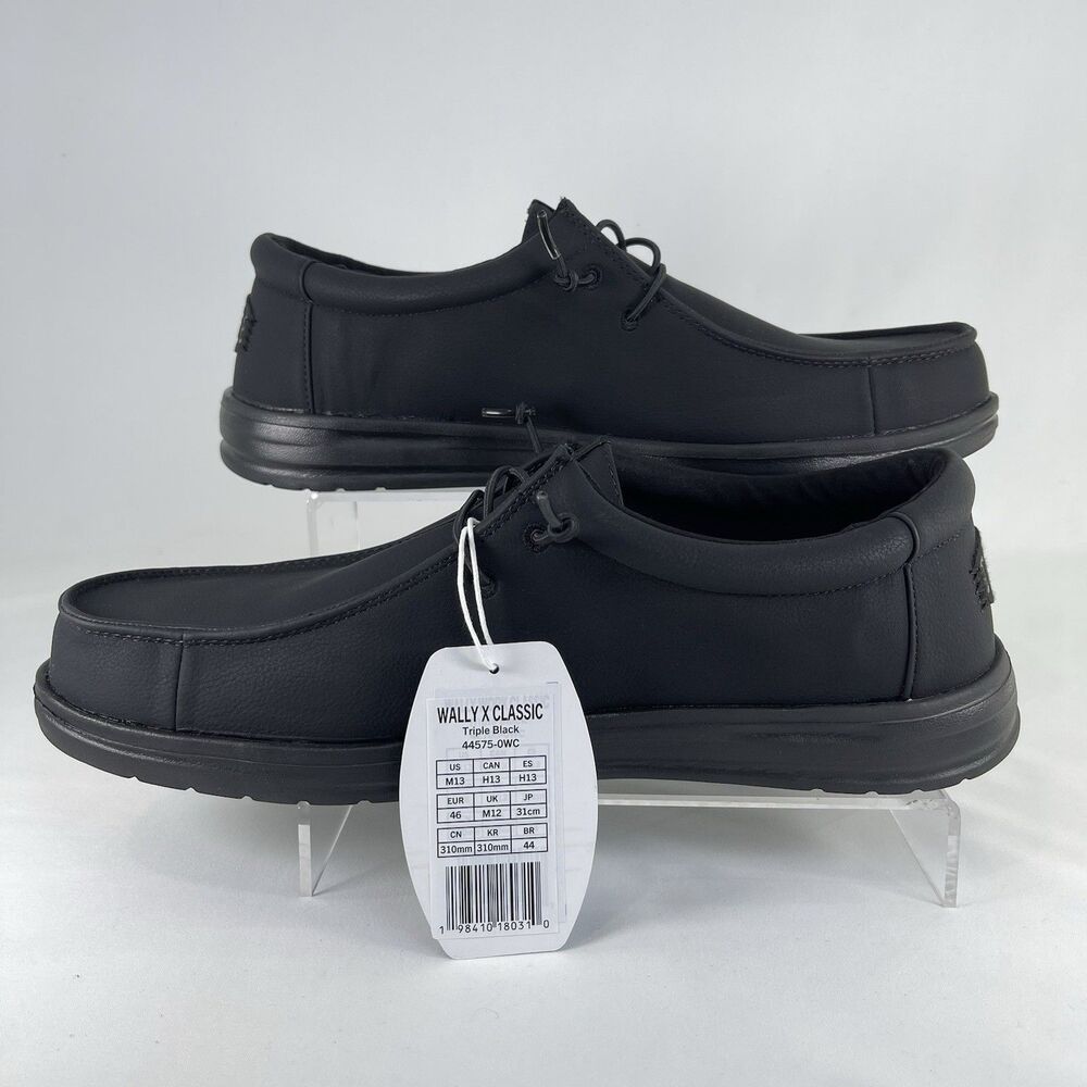 Hey Dude Wally Work Classic Triple Black Anti-Slip | Men's 13 | NEW